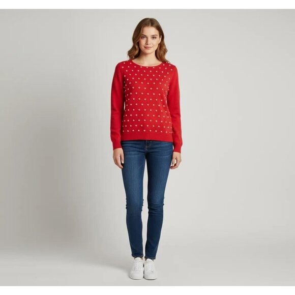 Boden Women's Red Wool-Blend French Knot Tight Knit Pullover Sweater Sz 6/UK-10 - Picture 1 of 15